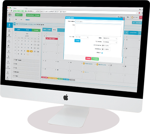 desktop A desktop computer shows a calendar management interface with a popup window for editing an event.