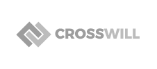 Gray geometric logo beside the word CROSSWILL in uppercase, displayed on a light background.
